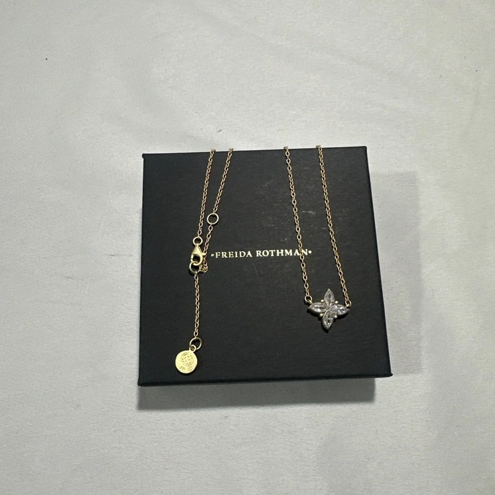 NEW $195 Freida Rothman Fleur Bloom Petal‎ Pendant Sterling Silver Necklace